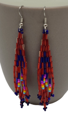#ad Women#x27;s Multi Strand Beaded Dangle Pierced Earrings Multi Color Handmade? $4.99