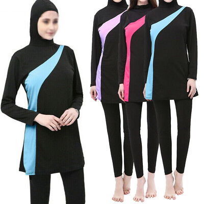 #ad Muslim Swimsuit Women Swimwear Full Cover Islamic Beachwear Burkini Swim Clothes $22.99