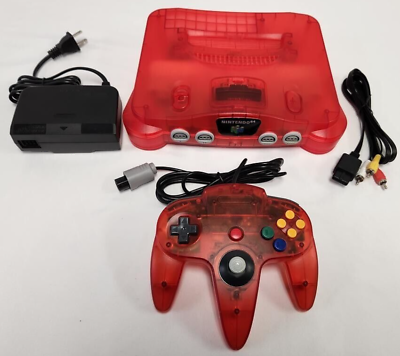 #ad Vtg N64 Funtastic Watermelon Translucent RED Nintendo 64 Gaming Console System A $189.95