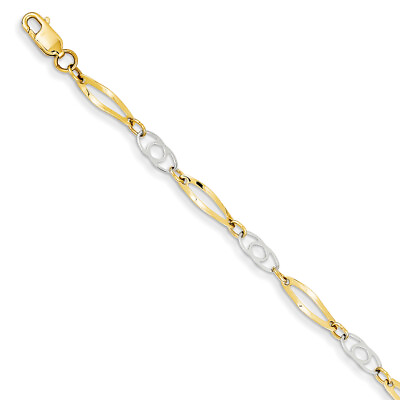 #ad 14k Two tone Gold 7in Polished Fancy Link Bracelet SF552 7 $289.99
