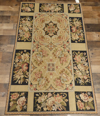 #ad 3#x27;x5#x27; Stunning French Aubusson chic hand knotted wool Needlepoint area rug $244.50