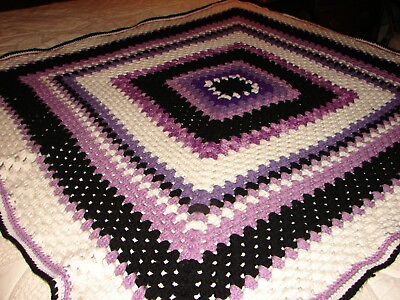 #ad New Afghan Purple Handmade Handcrafted Crochet Throw Blanket Afghan $260.00