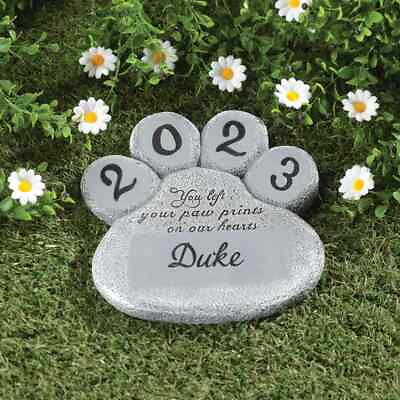 Dog Cat Personalized Paw Print Memorial Stone Pet Garden Cemetery Grave Marker $46.50