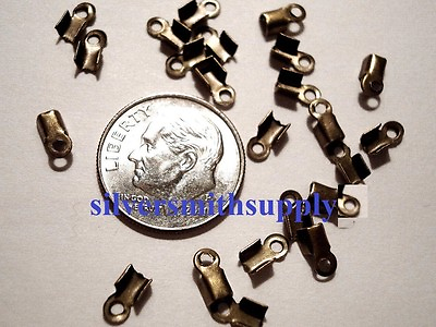 #ad #ad 24 Bronze plated foldover crimping thong lace end caps 4x2mm fps006 $1.95