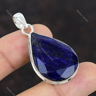 #ad Gift For Her 925 Sterling Silver Natural Blue Sapphire Gemstone Jewelry Pendant $23.40