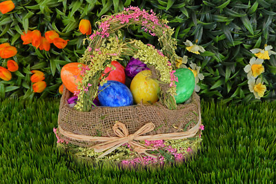 #ad Easter Egg Floral Basket Tulip Green Grass 7x5ft Vinyl Backdrop Photo Background $10.94