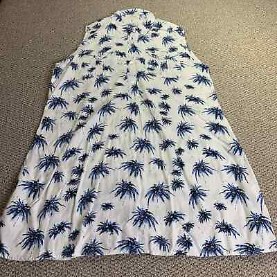 #ad 4our Dreamers Womens Shirt Dress Size Medium White Palm Tree Print Sleeveless $13.99