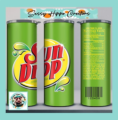 #ad Skinny Tumbler Sun Drop Citrus Soda Pop Cola Beverage Drink Stainless Steel 20oz $19.99
