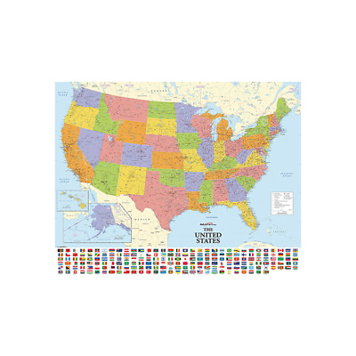 #ad USA Map With Flags 59*39inch $11.57