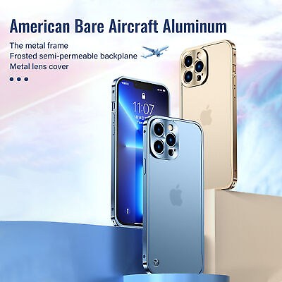 #ad For iPhone 14 Pro Max 13 12 11 Pro Aluminium Metal Frame Matte Clear Case Cover $8.29