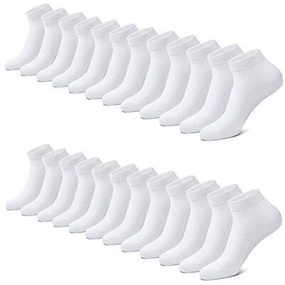 #ad 3 12 Pairs Mens Plain Solid Cotton Sports Ankle Athletic Socks Low Cut Size 9 13 $6.99