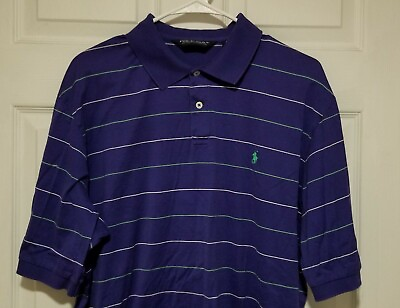 #ad Polo Golf Ralph Polo L Large Mens Purple Striped Green $19.99