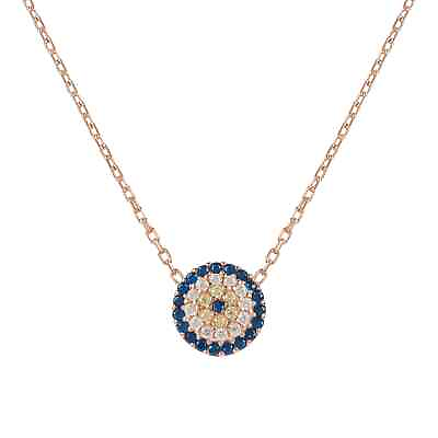 #ad Latelita Evil Eye Rose Gold Pendant Necklace Hamsa CZ Delicate Jewellery Pink GBP 59.00