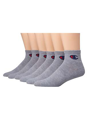 #ad Champion Ankle Socks Men 6 Pack Wicking Arch Support Cushioned Knit Logo sz 6 12 $15.00