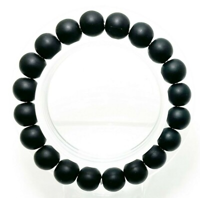 #ad Black Matte Onyx Round Gemstone Stretch Reiki Energy Healing Bracelet PGB102 $6.73