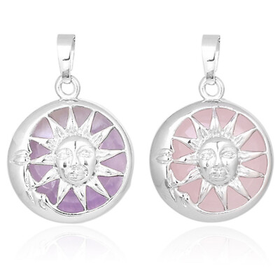#ad Mixed Natural Stone Sun Moon Pendants Chakra Energy Reiki Healing Amulet gifts $2.99