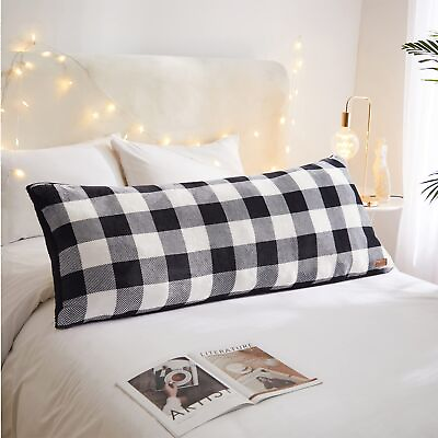 #ad White and Black Check Plaid Full Body PillowRoyal Plush with Sherpa Reverse ... $45.87