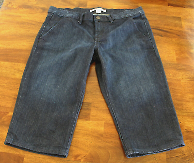 #ad Women#x27;s Size 12 Old Navy Jeans Cropped Denim Dark Wash Blue Stretch Inseam 16quot; $12.71