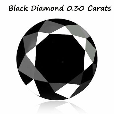 #ad Enticing 0.30ct Round Cut Jet Black Color Natural Black Diamond Mined at Africa $46.80