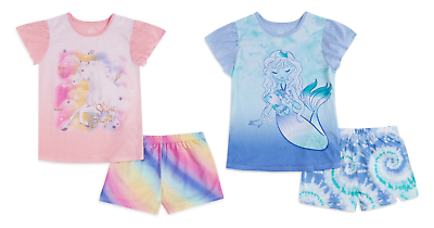 #ad Wonder Nation Mermaid Rainbow Unicorn Girls Sleep Shirt Top amp; Short 2 Pc Set $9.99