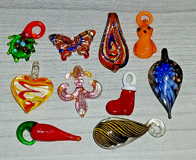 #ad 10PC. Lampwork Glass Pendants Charms Multi Color Heart Teardrop Butterfly amp; More $10.95