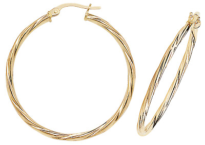 #ad 9ct Yellow Gold Twisted Hoop Earrings 3 Different sizes 15mm to 35mm GBP 42.95