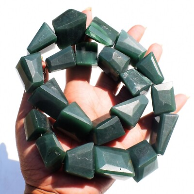 #ad 1865 Cts Single Strand Natural Green Jade Beaded 20#x27; Inches Necklace SK 01 E474 $98.00