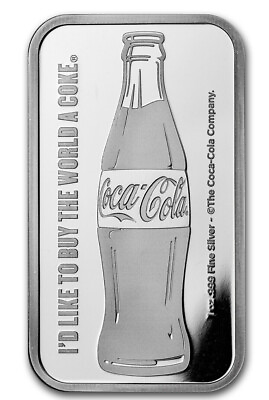 #ad 2023 1 oz Silver Coca Cola Bar Reverse Proof $36.21