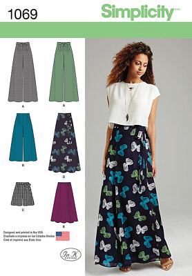 #ad Simplicity 1069 Sz 4 20 Palazzo Pant Wide Leg Culotte Wrap Skirt Maxi Pattern $9.95