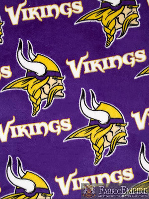 #ad NFL Minnesota Vikings All Over Licensed Fleece Fabric SOLD BY THE YARD $17.90