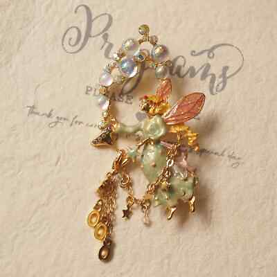 #ad #ad Beautiful Fairy Angel Brooch Enamel Craft Handmade Vintage Tassel Fringed Pins $7.19