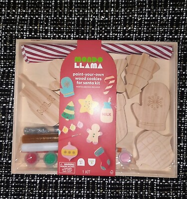 #ad Mondo Llama Paint Your Own Wood Cookies for Santa Craft Kit Ages 6 NEW $14.90