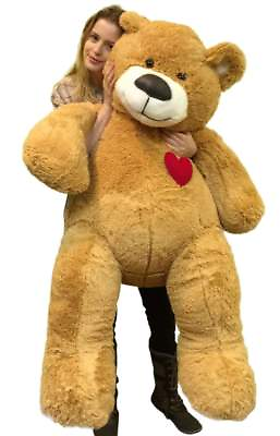 #ad 5 Foot Giant Teddy Bear Love Heart on Chest Tan Soft New Big Plush Teddybear $199.70