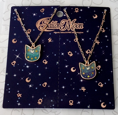 #ad Sailor Moon Luna amp; Artemis Bestie Pastel Galaxy Glitter Best Friend Necklace Set $17.99