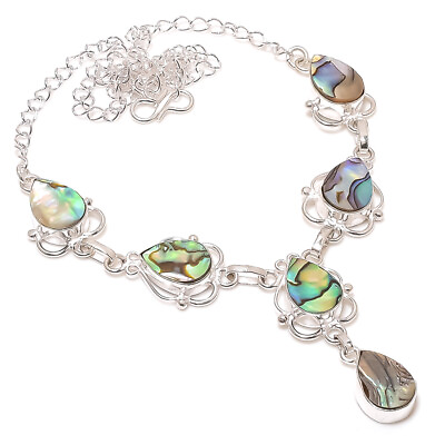 #ad Abalone Shell Gemstone Handmade 925 Sterling Silver Jewelry Necklace 18quot; $10.99