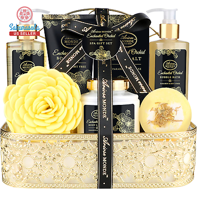 Bath Spa Gift Basket Set for Women Enchanted Orchid Scent Home Spa Gift Box wi $27.99
