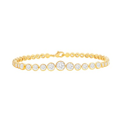 #ad 18K Gold Plated Round Cut Graduated Cubic Zirconia CZ Tennis Bracelet For Women $12.99