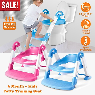 #ad Baby Kids Training Toilet Potty Trainer Seat Chair Toddler Ladder Step Up Stool $22.64