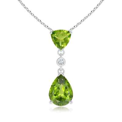 #ad Angara Natural 8x6mm Peridot Fashion Pendant Necklace in Sterling Silver $224.10