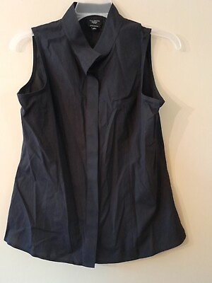 #ad Talbots Top Women#x27;s Petite 4 Black Wrinkle Resistant Sleeveless Button front $13.99