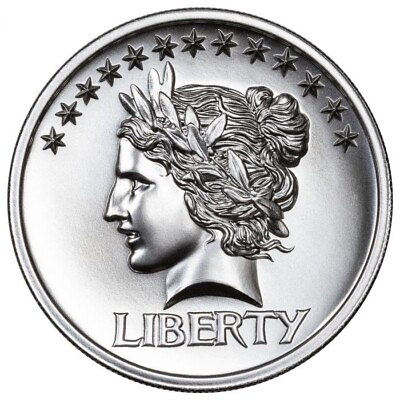 #ad Amazing 1907 Liberty High Relief .999 Silver 2 Oz Gem Proof Art Round Tribute $82.95
