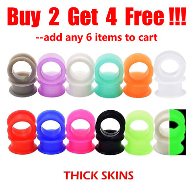 #ad 1 Pair Thick Silicone Ear Gauges Plugs Soft Flesh Tunnels Ear Stretchers 2g 1quot; $5.99