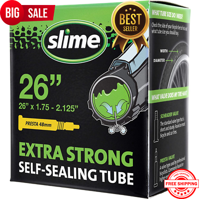 Slime Self Sealing Bike Inner Tube 26x1.75 2.125 Schrader Valve Extra Strong Rep $11.55
