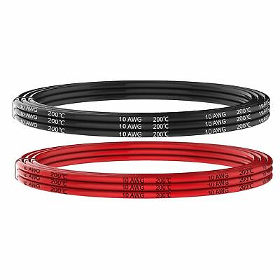 #ad Electrical Wire 10 Gauge Stranded Silicone Hook Up Wires 5ft Red and 5ft Black $13.99