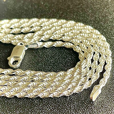 #ad Italy Sterling Silver 925 Diamond Cut Rope Chain Necklace 2MM Free Shipping Gift $9.97