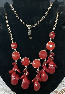 #ad Necklace Vintage Transluscent Red Statement Necklaces $16.95