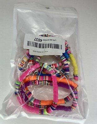 #ad 8pcs Colorful Pastel Flat Beads Beaded Bracelet Women Bracelet Stackable $7.82
