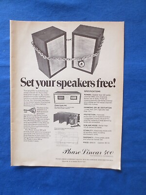 #ad Phase Linear 400 Amp Magazine Ad Audio Mag Sept 1973 C $25.75