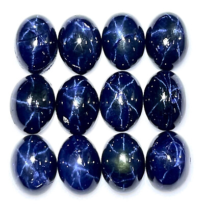 #ad 6 Pcs Natural Star Blue Sapphire 7x5mm Oval Loose Cabochon Gems Wholesale Lot $19.99