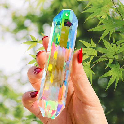 #ad Rainbow 120MM Slender Faceted Prism Crystal Feng Shui Pendant Suncatcher Hanging $8.85